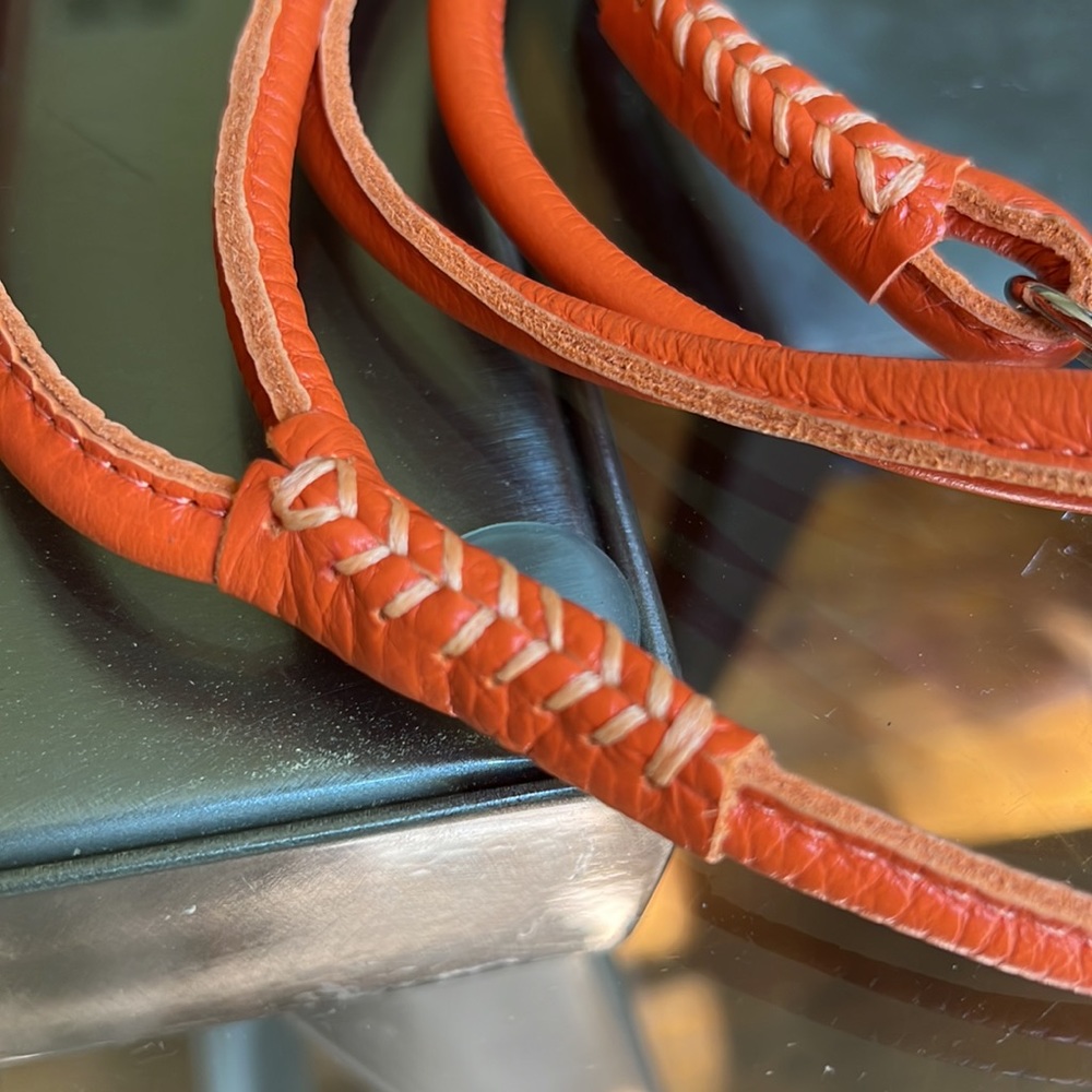 Collardirect rolled leather orange leash size small 6ft - Picture 4 of 6